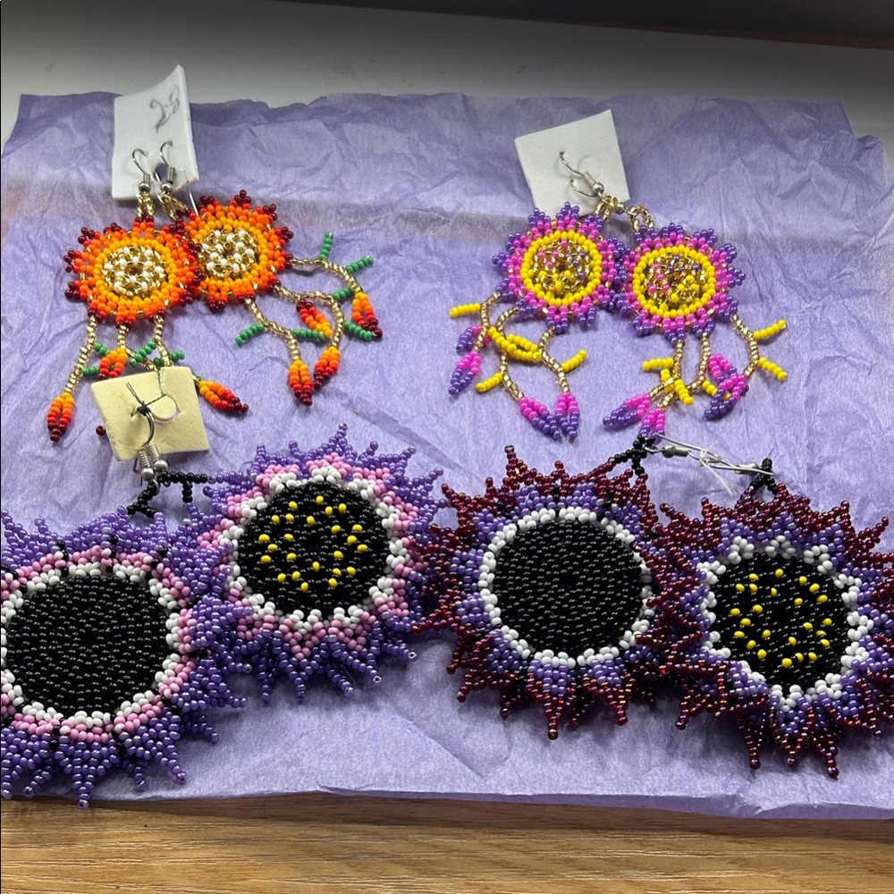 Set of 4 Colorful Mexican artisan earings